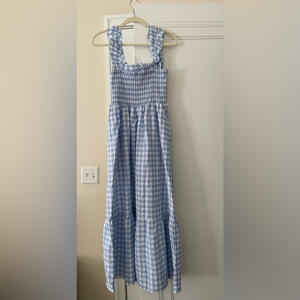 Blue Gingham Smocked Dress